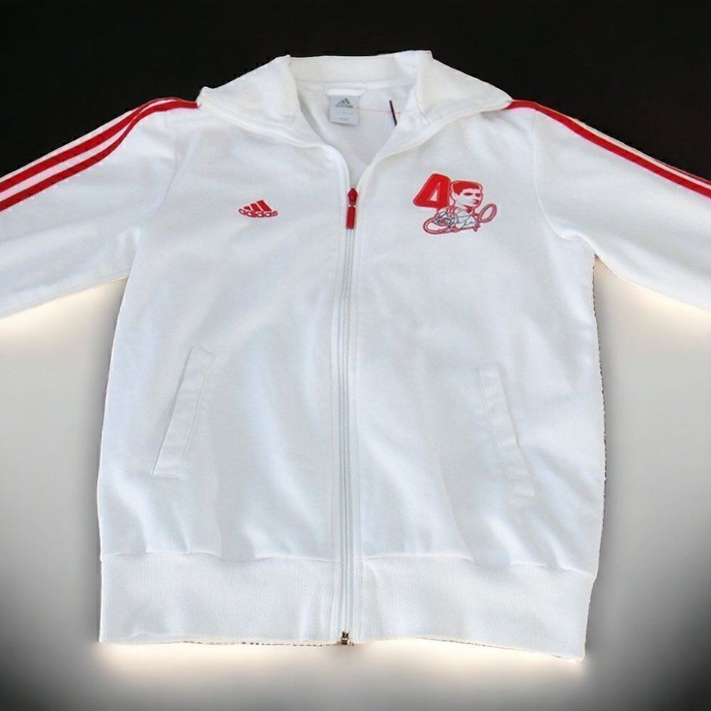 Adidas soccer Rare Gerrard white red embroidered signature track jacket